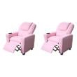 Pemberly Row Kids Recliner Chairs (Set of 2) in Pink Faux Leather