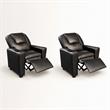 Pemberly Row Set of 2 Kids Recliner Chairs in Black Faux Leather with Cup Holder