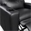 Pemberly Row Set of 2 Kids Recliner Chairs in Black Faux Leather with Cup Holder