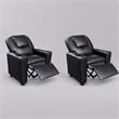 Pemberly Row Set of 2 Kids Recliner Chairs in Black Faux Leather with Cup Holder