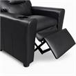 Pemberly Row Set of 2 Kids Recliner Chairs in Black Faux Leather with Cup Holder