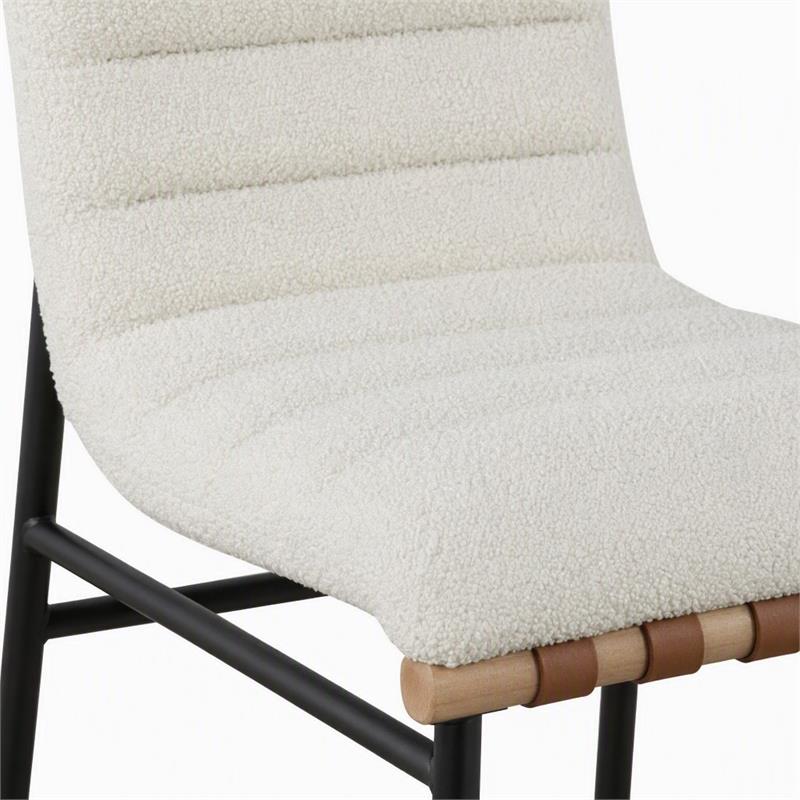 Pemberly Row Set of 4 White Boucle Fabric Counter Height Chairs