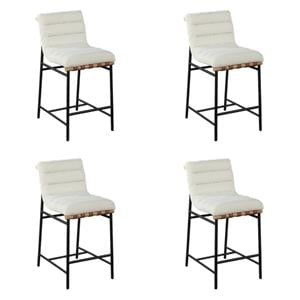 Pemberly Row Set of 4 White Boucle Fabric Counter Height Chairs