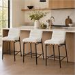 Pemberly Row Set of 3 White Boucle Counter Height Chairs
