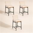 Pemberly Row Set of 3 White Boucle Counter Height Chairs