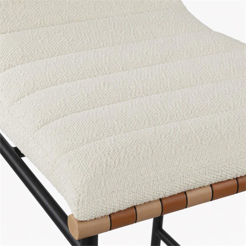 Pemberly Row Set of 3 White Boucle Counter Height Chairs