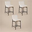 Pemberly Row Set of 3 White Boucle Counter Height Chairs