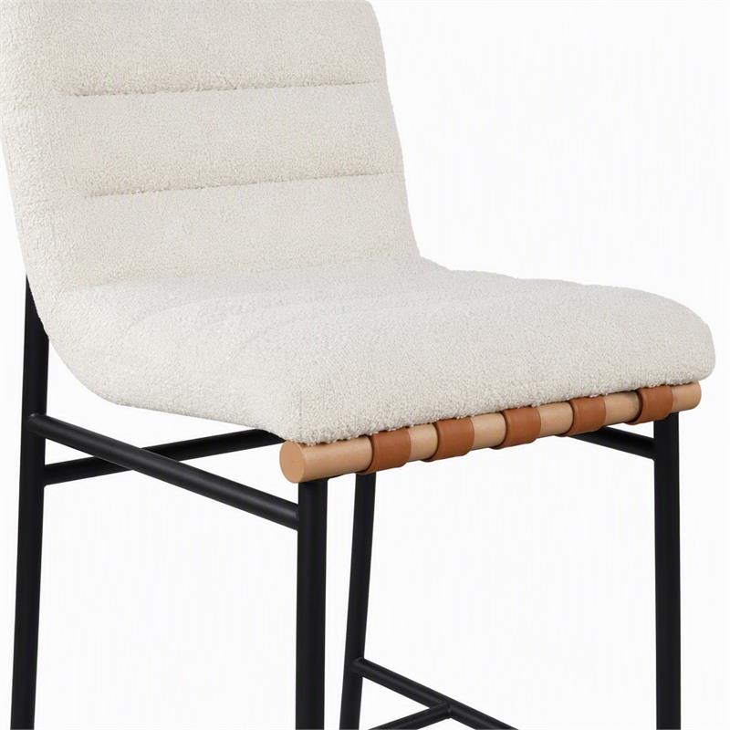 Pemberly Row Set of 3 White Boucle Counter Height Chairs