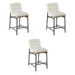 Pemberly Row Set of 3 White Boucle Counter Height Chairs