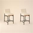 Pemberly Row Set of 2 White Boucle Counter Height Chairs