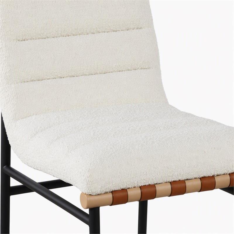 Pemberly Row Set of 2 White Boucle Counter Height Chairs
