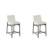 Pemberly Row Set of 2 White Boucle Counter Height Chairs