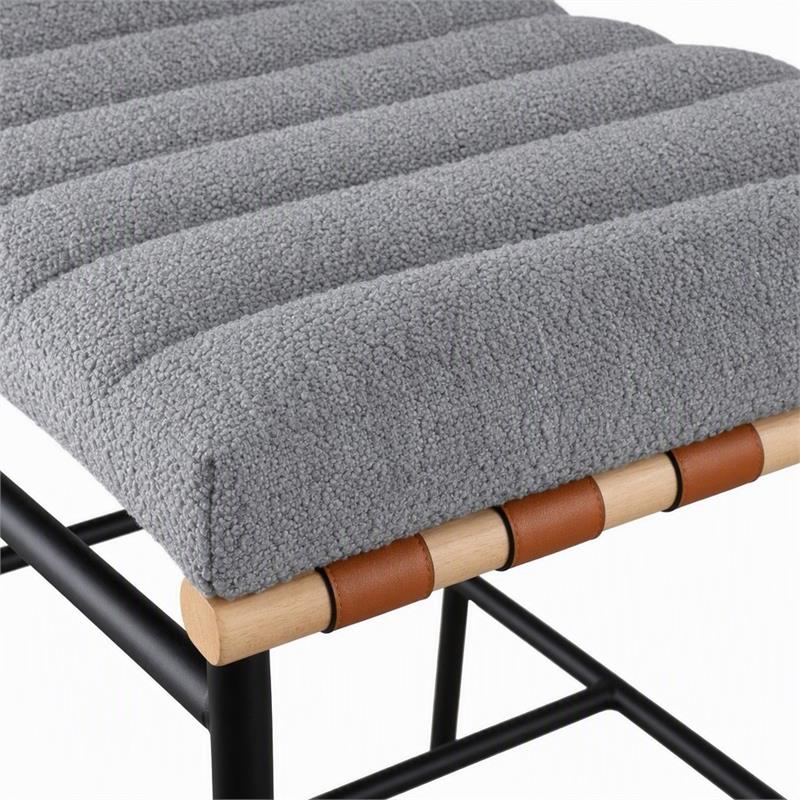 Pemberly Row Set of 4 Gray Boucle Fabric Counter Height Chairs