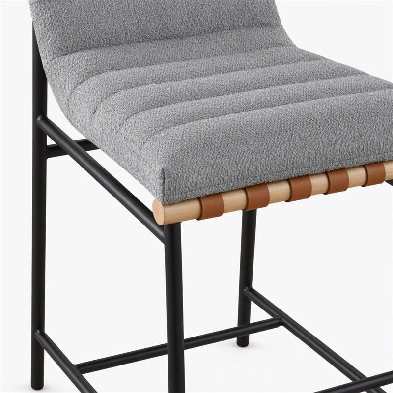 Pemberly Row Set of 4 Gray Boucle Fabric Counter Height Chairs