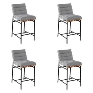 Pemberly Row Set of 4 Gray Boucle Fabric Counter Height Chairs
