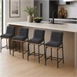 Pemberly Row Set of 4 Counter Height Chairs in Dark Gray Boucle Fabric