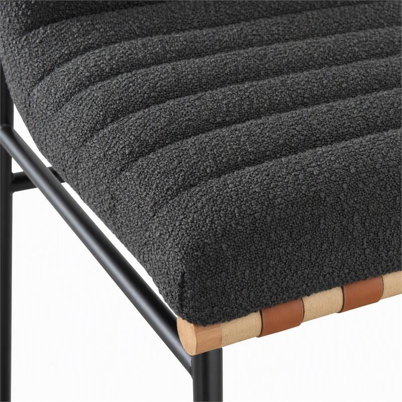 Pemberly Row Set of 4 Counter Height Chairs in Dark Gray Boucle Fabric