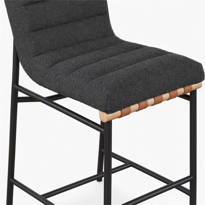 Pemberly Row Set of 4 Counter Height Chairs in Dark Gray Boucle Fabric
