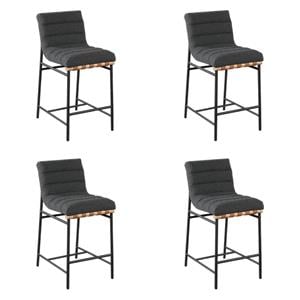 Pemberly Row Set of 4 Counter Height Chairs in Dark Gray Boucle Fabric