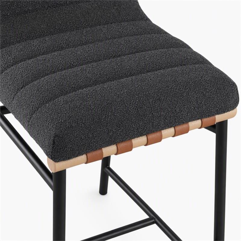 Pemberly Row Set of 3 Counter Height Chairs in Dark Gray Boucle Fabric