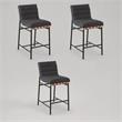 Pemberly Row Set of 3 Counter Height Chairs in Dark Gray Boucle Fabric