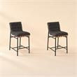Pemberly Row Set of 2 Counter Height Chairs in Dark Gray Boucle Fabric
