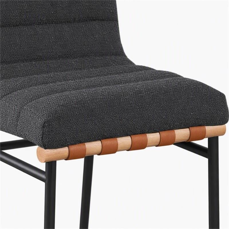 Pemberly Row Set of 2 Counter Height Chairs in Dark Gray Boucle Fabric