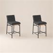Pemberly Row Set of 2 Counter Height Chairs in Dark Gray Boucle Fabric