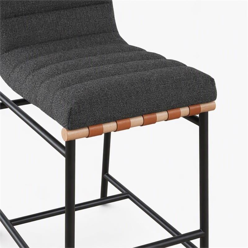 Pemberly Row Set of 2 Counter Height Chairs in Dark Gray Boucle Fabric