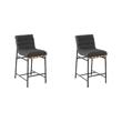 Pemberly Row Set of 2 Counter Height Chairs in Dark Gray Boucle Fabric