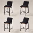 Pemberly Row Set of 4 Counter Height Chairs in Black Boucle Fabric