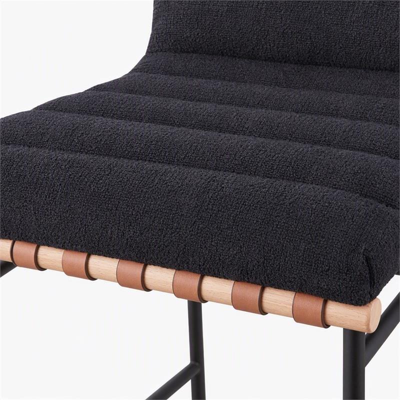 Pemberly Row Set of 4 Counter Height Chairs in Black Boucle Fabric