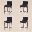 Pemberly Row Set of 4 Counter Height Chairs in Black Boucle Fabric