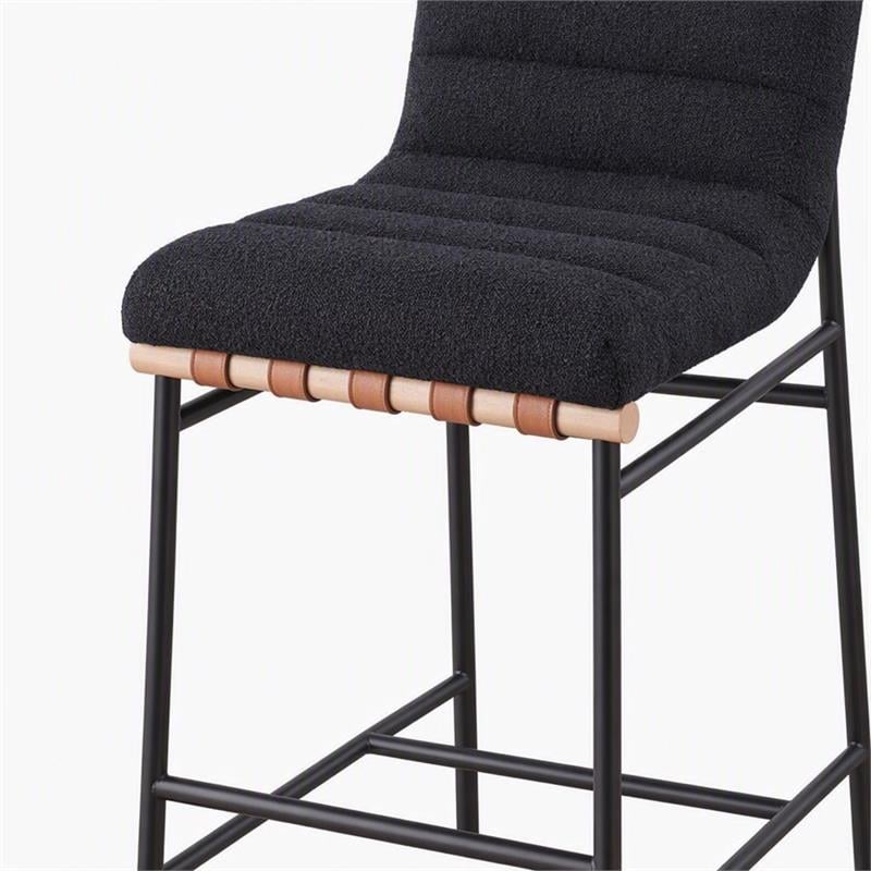 Pemberly Row Set of 4 Counter Height Chairs in Black Boucle Fabric