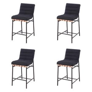 Pemberly Row Set of 4 Counter Height Chairs in Black Boucle Fabric
