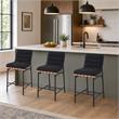 Pemberly Row Set of 3 Counter Height Chairs in Black Boucle Fabric