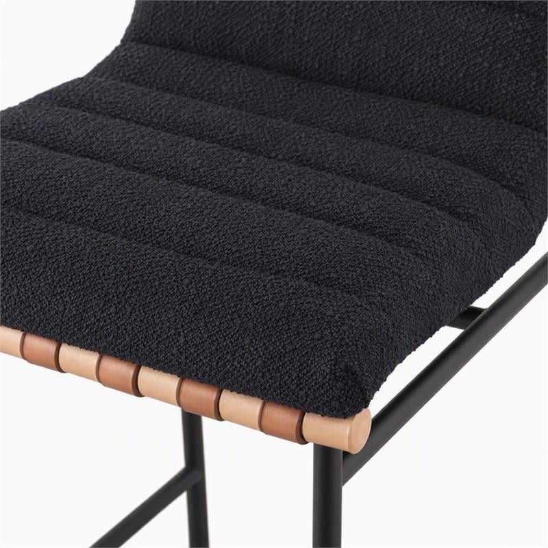 Pemberly Row Set of 3 Counter Height Chairs in Black Boucle Fabric