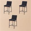 Pemberly Row Set of 3 Counter Height Chairs in Black Boucle Fabric