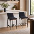 Pemberly Row Set of 2 Counter Height Chairs in Black Boucle Fabric