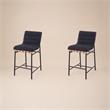 Pemberly Row Set of 2 Counter Height Chairs in Black Boucle Fabric