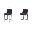 Pemberly Row Set of 2 Counter Height Chairs in Black Boucle Fabric