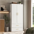 Pemberly Row Wardrobe Armoire with Hanging Rod and 2 Drawers White