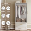 Pemberly Row Wardrobe Armoire with Hanging Rod and 2 Drawers White