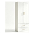 Pemberly Row Wardrobe Armoire with Hanging Rod and 2 Drawers White