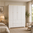 Pemberly Row Large Armoire with Rod and Shelves White Finish