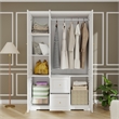 Pemberly Row Wardrobe Closet with Rods and Drawers White Finish