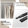 Pemberly Row Wardrobe Closet with Rods and Drawers White Finish