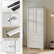 Pemberly Row Modern Armoire Closet with 2 Doors and 2 Drawers in White