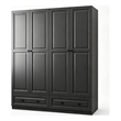 Pemberly Row Modern Large Wardrobe Armoire with 4 Doors and 2 Drawers in Black
