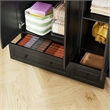 Pemberly Row 3-Door Wardrobe Armoire with 2 Drawers and Hanging Rods in Black